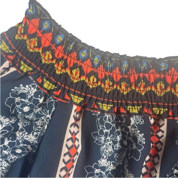Jealous Tomato Off Shoulder LS Dress Aztec Floral Boho Artsy SMALL Above Knee - Picture 3 of 13